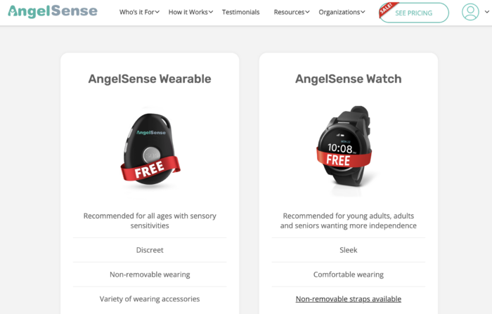 screenshot of AngelSense devices from website